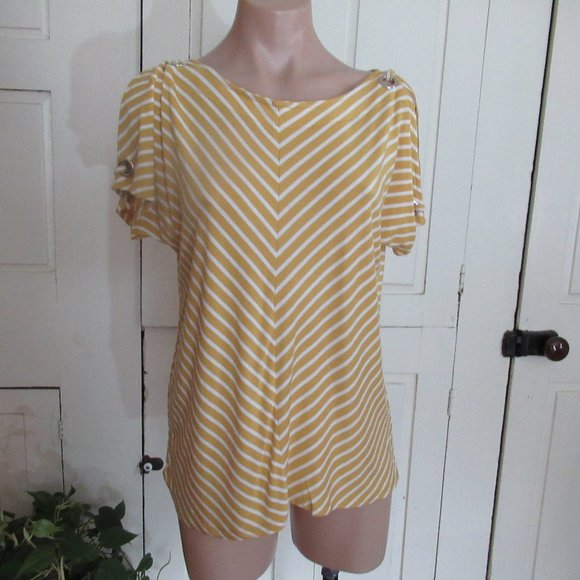 Cable & Gauge Tops Cable Gauge Top Tunic Grommets Med Gold White